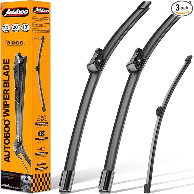AUTOBOO 24"+20" Windshield Wipers with 13" Rear Wiper Blades Replacement for Audi Q5 2009-2017,SQ5 2014-2017,RS Q3 2019-2024 -Original Factory Quality (Pack of 3)
