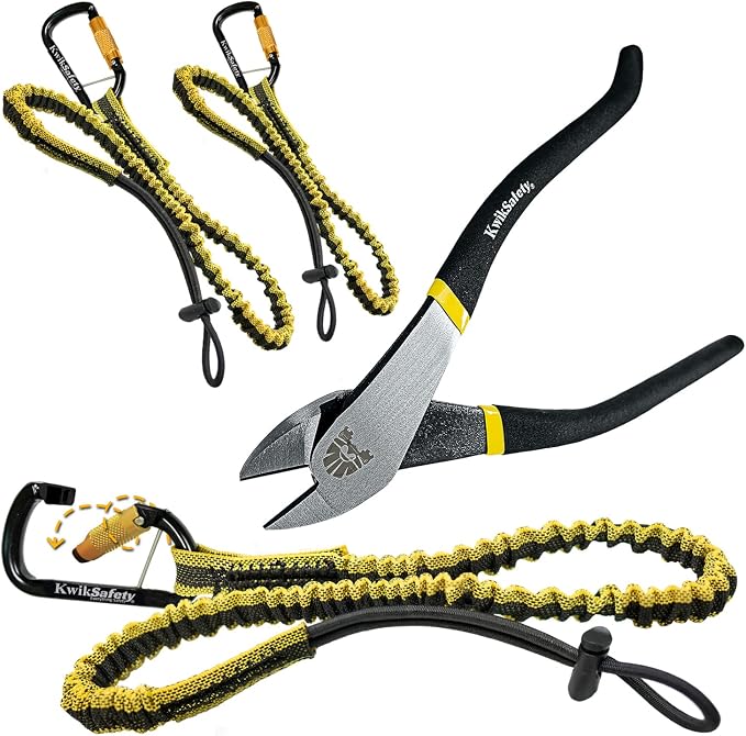 KwikSafety (Charlotte, NC) Heavy Duty Tool Lanyard 3 Pack & Diagonal Cutting Pliers PPE Accessory Bundle