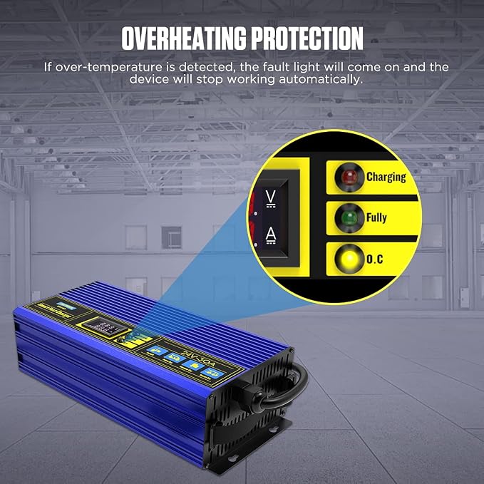 24V 30A Smart Fast Battery Charger – Fully Automatic Heavy-Duty Charger for Golf Cart, Forklift, Floor Scrubber | 200AH-300AH Lead-Acid Batteries with Cooling Fan & Overheat Protection