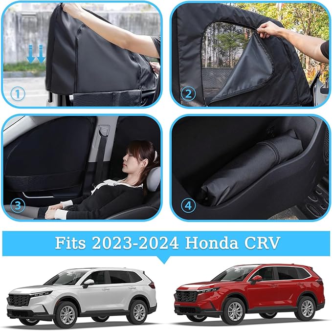 XCBYT 2023-2024 Honda CRV Sunshade Dual Purpose Car Window Covers with Breathable Mesh Insulate Heat 99% Sun UV Blackout Keeps Cool Privacy Curtains for Breastfeeding, Napping, Dressing, Camping
