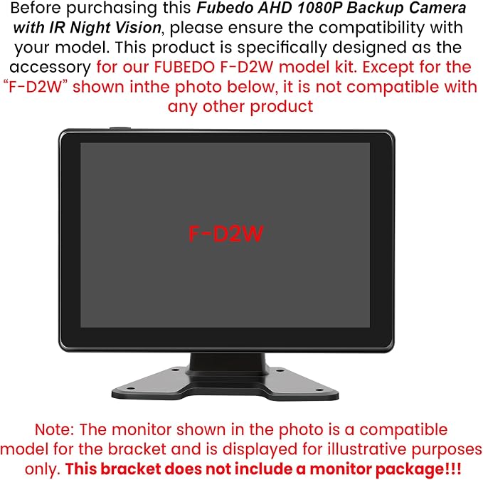 AHD 1080P Backup Camera with IR Night Vision only for Fubedo F-D2W