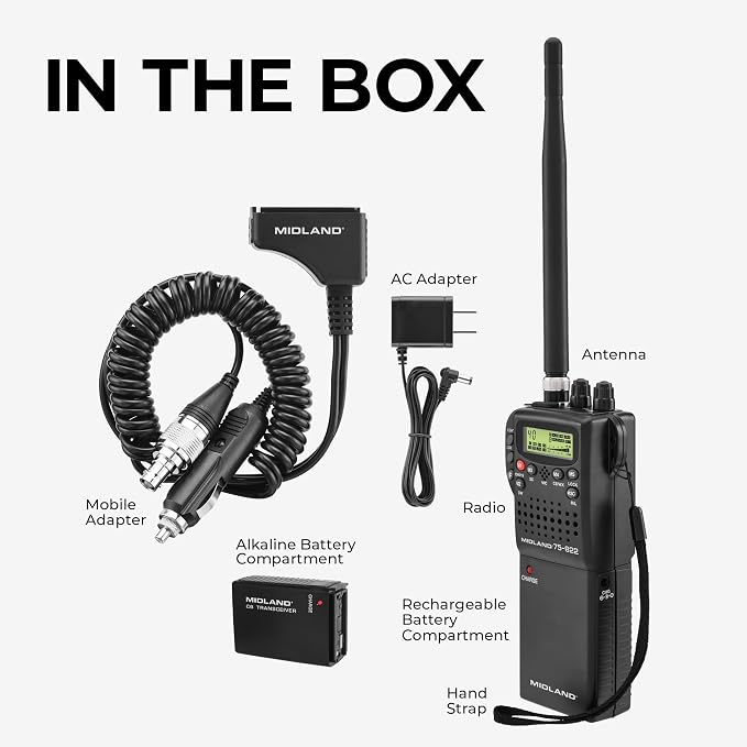 Midland 75-822 Handheld CB Radio & Mobile CB Radio – Walkie Talkie with 40 Channels, NOAA Weather Alerts, Long Range, Compatible with CB Antennas | Walkie Talkie with 40 Channels, NOAA Weather Alerts, Long Range, Compatible with CB Antennas