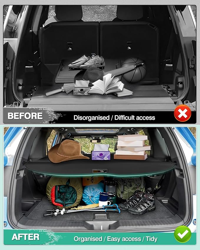 Powerty Retractable Cargo Cover for 2023-2025 Honda Pilot-Canvas Texture Trunk Cover Privacy Screen Rear Security Shade for Pilot Accessories
