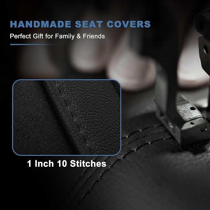 for Ford F150 2009-2026 Seat Covers F250 F350 F450 2017-2026 | Super Duty Truck Faux Leather Ice Silk XL XLT Lariat Platinum SuperCrew STX Extended Cab Trims (5 Seats, Black & Grey)