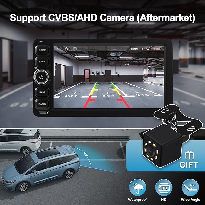 2+64G Android 14 Double Din Car Stereo for Chevrolet Silverado Impala Tahoe GMC Sierra Yukon Hummer H2 with 7 Inch IPS Touchscreen Radio Built-in Wireless Carplay/Android Auto/Bluetooth/FM/AUX/SWC