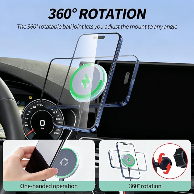 Magnetic Phone Mount for Audi Q5 2021-2025 A4 S4 A5 S5 RS5 2020-2025 Accessories 10.1-inch Screen, 360° Rotation for Magsafe Wireless Charger Phone Mount with Storage for iPhone Samsung