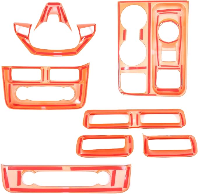 Lcojicep 7PCS Full Set Interior Trim Kit Compatible with Ford Maverick 2022-2024 Central Control air Conditioner Switch Panel Gear Panel air Conditioner Outlet Cover Decoration (Orange)