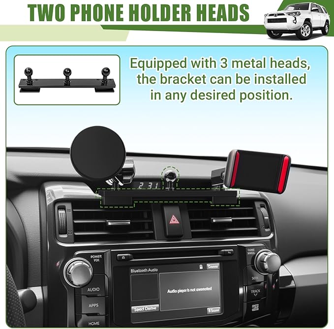 Metal Magnetic Phone Mount Holder for 2010-2024 Toyota 4Runner Strong Magnet Dash Cell Phone Cradles Adjustable Phone Stand Accessories for MagSafe All Smartphone(Upgraded Version)