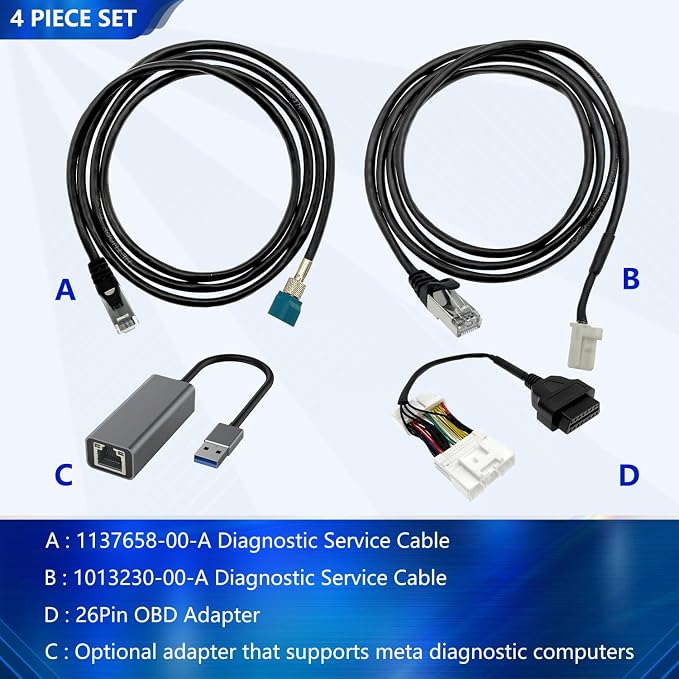ZKTOOL Diagnostic Cables Set for Tesla Model S 3 X Y, USB OBD2 Diagnostic Tools Adapter for Lanuch X431 PADIII/PADV/PADVII/EV MAX/PRO 3S+V3.0 Ultra Tablets.with OBDII Adapter Harness 1013230-00-A.