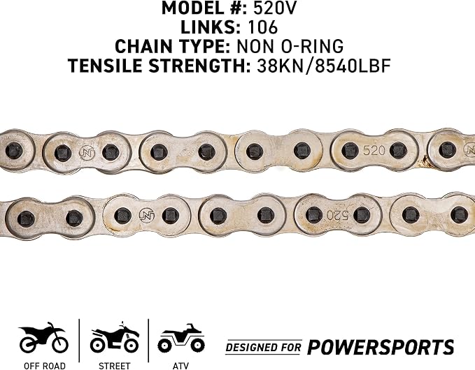 NICHE Drive Sprocket Chain Combo for Kawasaki KLR650 Front 15 Rear 43 Tooth 520NZ Standard 106 Links