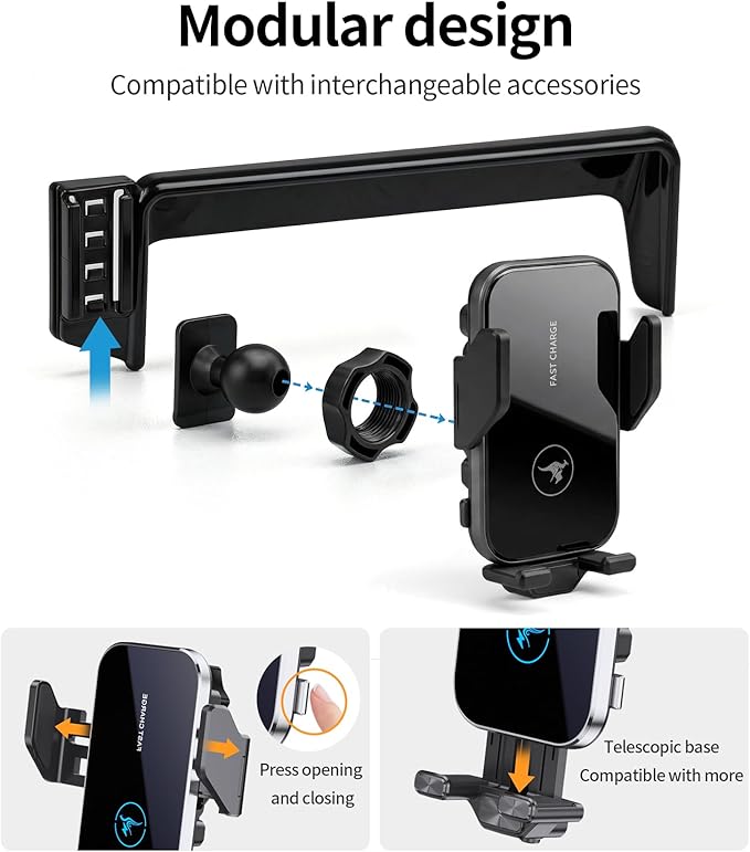 15W Wireless Fast Charger for Mercedes Benz GLC-Class 2023-2026/C-Class 2022-2026 Accessories 12.3 inch Screen Fixed Clip, Auto Accessories Navigation Bracket, 360° Rotation