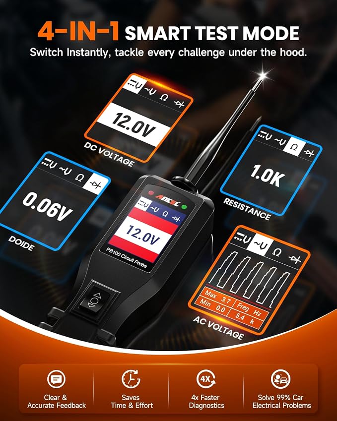 ANCEL BM200-US Car Battery Tester + ANCEL PB100 Automotive Power Circuit Probe