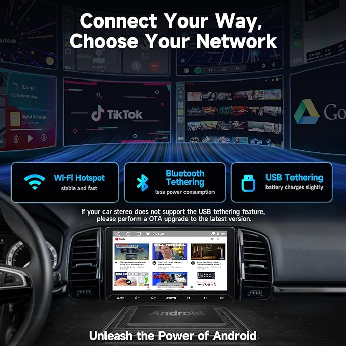 ATOTOZONE AC-4450 Bluetooth OBDII/OBD2 Car Diagnostic Scanner/Scan Tool,for A5LG211T,10.1inch 2G+32G Android Double DIN Car Stereo, Wireless CarPlay & Android Auto Touchscreen,with Backup Camera