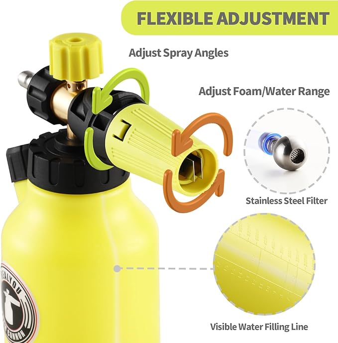 REALYOU Foam Cannon with Foam Cannon Dual-Connector, Pressure Washer Accessory for Car Washing and Cleaning, 5 Pressure Washer Sprayer Nozzles, 1/4" Quick Connect