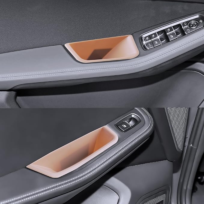 for Macan Door Side Storage Boxes 2015-2025 2026 Porsche Macan S/T/GTS Accessories Front & Rear Door Pocket Organizer Tray Set with Anti-Rattle Liners 4PCS(Not for 2024+ Macan EV)
