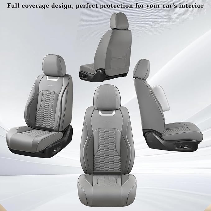 Coverado Seat Covers Front Seats, Leatherette Car Seat Covers, Waterproof Automotive Car Seat Covers Protector Interior Accessories Universal Fit Most Sedans, SUVs, Pick-up Trucks(Gray)