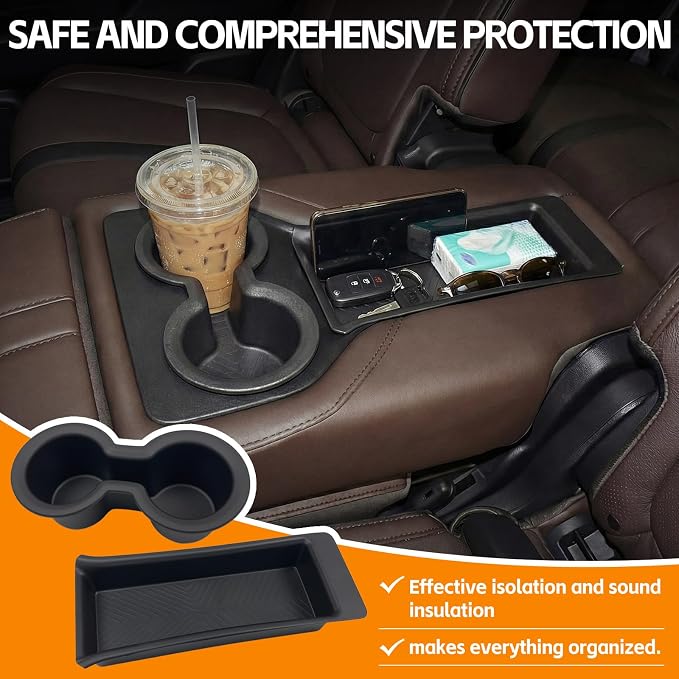 2nd Row Cupholder&Organizer Tray Compatible with 2023-2026 Honda Pilot (Only Fits for 8 Seats) Storage Box Cup Holder for Pilot Accessories
