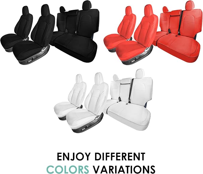 FH Group Custom Fit Car Seat Covers Specifically Made for 2020 2022 Tesla Model Y - Faux Leather, Waterproof, Airbag Compatible, Black