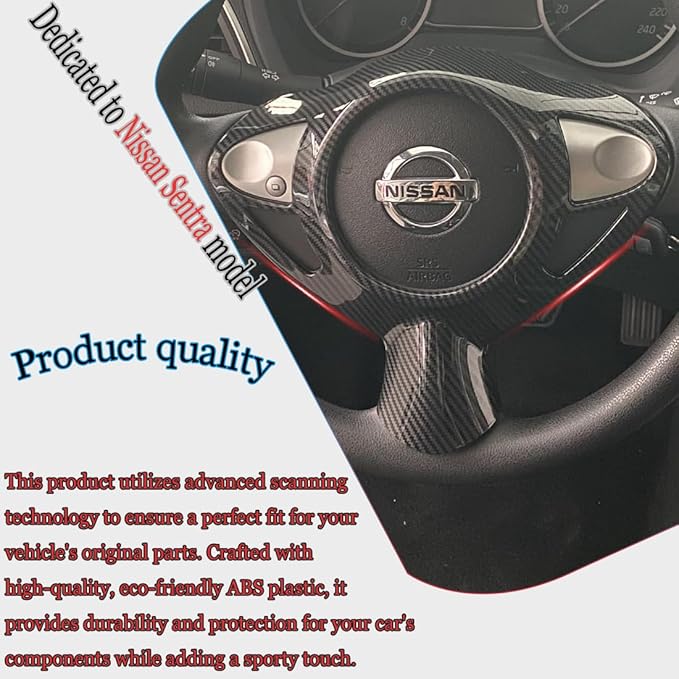 MUXEE Steering Wheel Button Frame,for Nissan Sentra 2016 2017 2018 2019 - ABS Carbon Fiber Sport Steering Wheel Frame Cover Steering Wheel Button Wrap Accessories