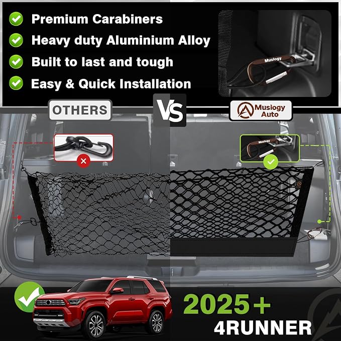 Muslogy Center Console Organizer & Cargo Net Compatible with 2025 Toyota 4Runner Accessories