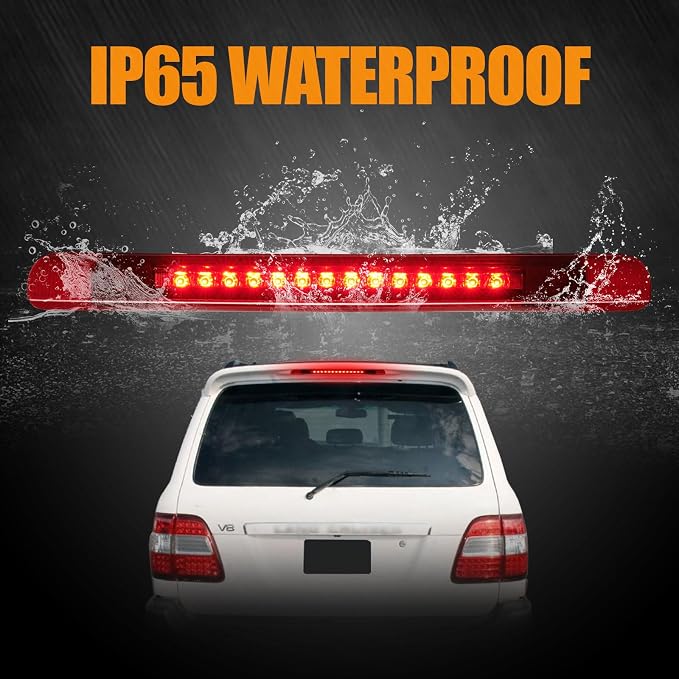 Third 3rd Brake Light LED for 1998-2007 Toyota Land Cruiser, High Mount Rear Brake Lights Assembly for 98-07 Toyota Land Cruiser without Spoiler, Waterproof Center Cab Lamp Stop Light (Red)