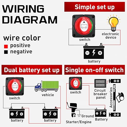Nilight 2 Pack Battery Switch 12V 24V 48V 275A On/Off Heavy Duty Battery Power Cut Master Switch Disconnect Isolator for Truck Vehicle Trailer RV Marine Boat Yacht