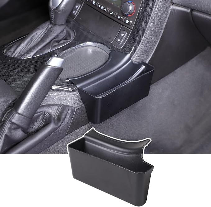 for Corvette C6 Storage Organizer Tray Center Console Side Hanging Storage Box Compatible with Corvette C6 2005-2013 ABS Shifter Tray Organizer Armrest Hanging Storage Box (Black)