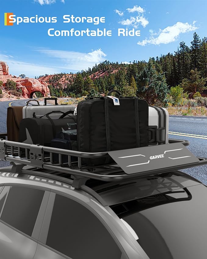 GarveeLife 51 in x 36 in Universal Roof Rack Carrier Basket, 200 LBS Capacity Rooftop Cargo Rack, Car Top Luggage Holder Basket Heavy Duty for SUVs, Trucks, Vehicles