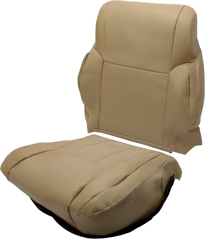 ALMULOO Seat Bottom Cover & Seat Back Cover Tan Compatible with 1996-2002 Toyota 4Runner – Left or Right Side – Artificial Leather Replacement Set