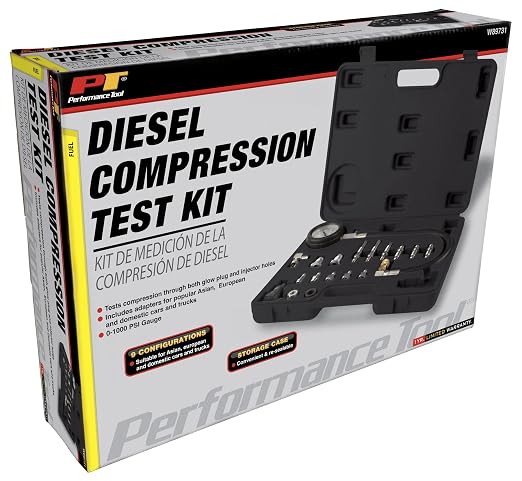 Performance Tool W89731 Diesel Compression Test Kit - Professional Grade Diagnostic Tool for Accurate Engine Performance Analysis and Maintenance