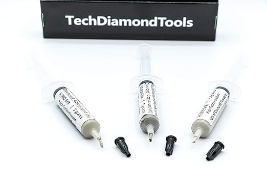 TechDiamondTools Kit of 3 Diamond Polishing Compound Polishing Paste USA Made 5000 14000 50000 Grit for Marble Glass Metal Rock Jewelry Resin Silver Gemstone with High Concentration of Diamond Powder