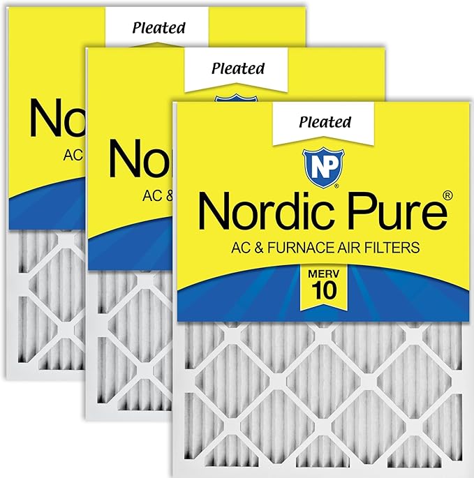 Nordic Pure 14x20x1 (Actual Size: 13 1/2 x 19 1/2 x 3/4) Pleated MERV 10 Air Filters 3 Pack