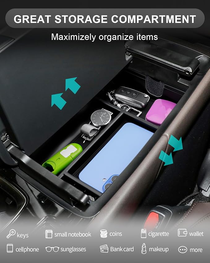 CDEFG for 2025 2026 Lexus RX Center Console Organizer for 2023-2025 2026 Lexus RX 350h 450h 500h Accessories Middle Console Tray Armrest Storage Box