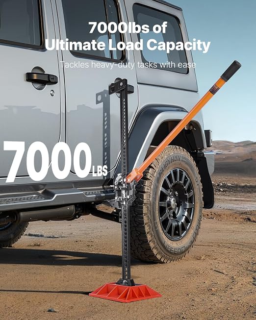 VEVOR Farm Jack with Base, 60" Utility High Lift Farm Jack, 3.18 Ton (7,000 lbs) Capacity Ratcheting Off Road Utility Jacks, Heavy-Duty Lift Jacks with 5.12"-54.33" Lifting Range for Tractor,Truck,SUV