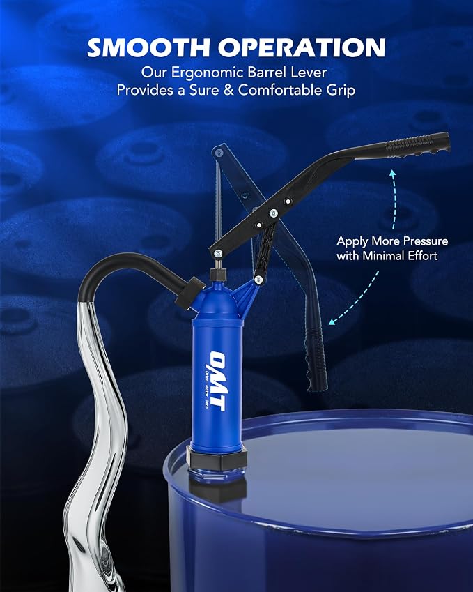 Orion Motor Tech 55 Gallon Drum Pump, for Transfer of Chemicals, Acidic Solutions, Fuels, Water Based Fluids, Fits 5 to 55 Gallon Drums & Barrels, Lever Action Barrel Pump, with 3 Suction Tube