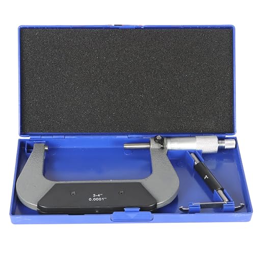 kimllier 3-4 Inch Accuracy Outside Diameter Micrometer Accuracy 0.0001 Inch Carbide with Ratchet Stop Thimble