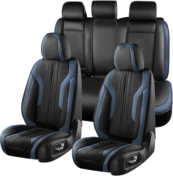 Coverado Car Seat Covers Full Set, Seat Covers for Cars, Front Seat Covers and Back Seat Cover Waterproof Leather Automotive Seat Cover, Universal Car Interior Protectors Cushion for Most Cars