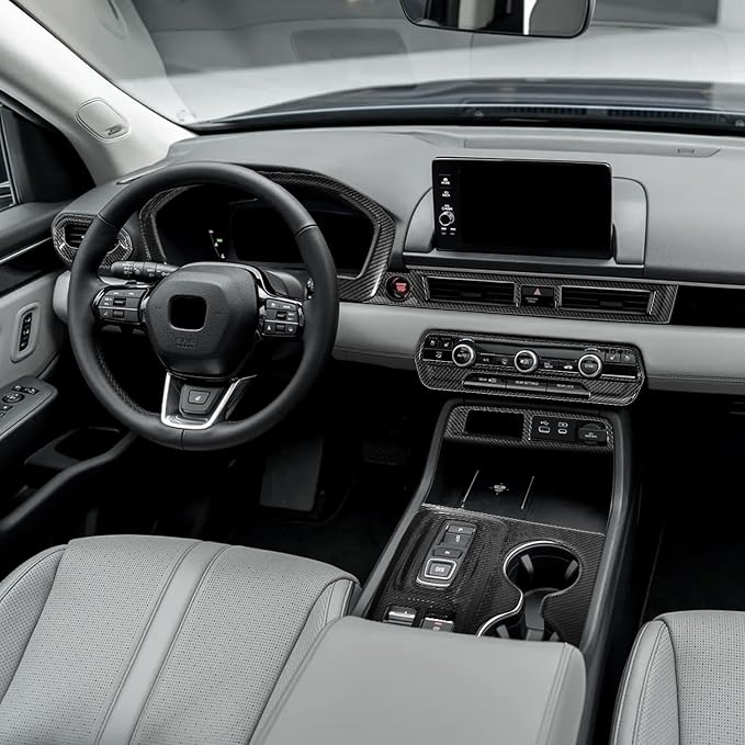 Carbon Fiber Gear Shift Panel Cover & Center Console Panel Cover Compatible with 2023-2026 Honda Pilot