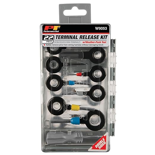 Performance Tool W9053 22 pc. Quick Release Terminal Release Kit With Weather Pack Tool & 2 Sided Flip Storage Case