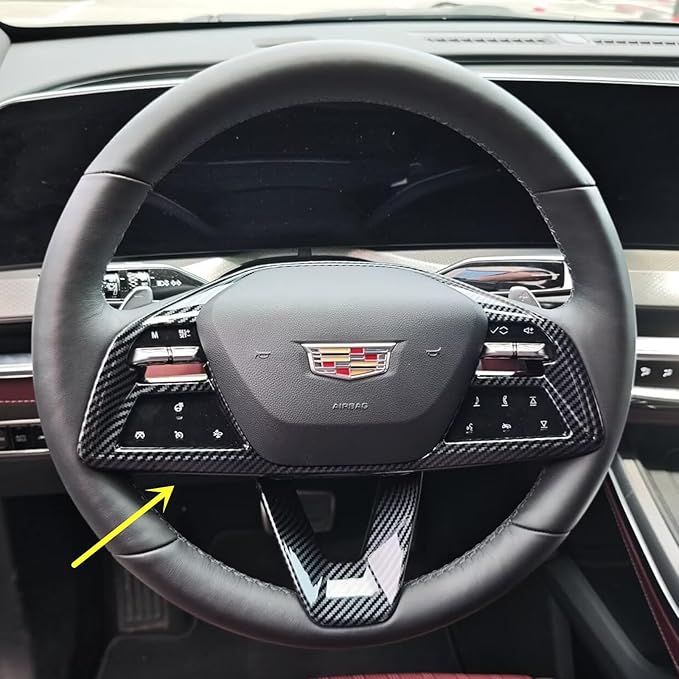 ZiWen Interior Trims Steering Wheel Cover Accessories for Cadillac Lyriq 2023 2024 2025 2026 OPTIQ 2025 2026 (Carbon Fiber Print)