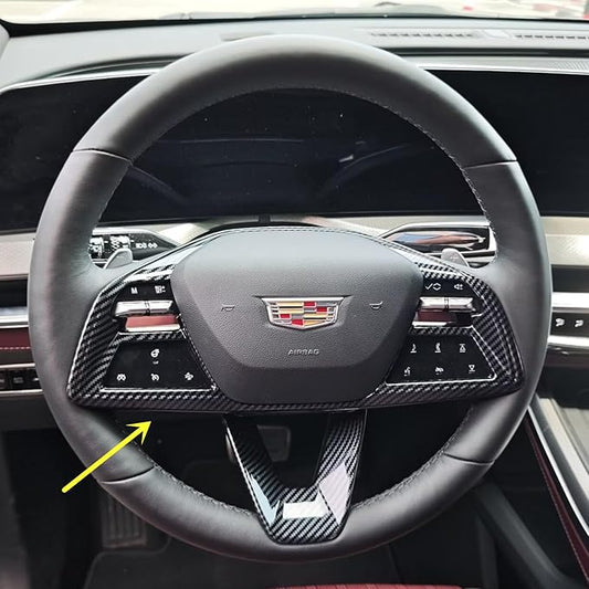 ZiWen Interior Trims Steering Wheel Cover Accessories for Cadillac Lyriq 2023 2024 2025 2026 OPTIQ 2025 2026 (Carbon Fiber Print)