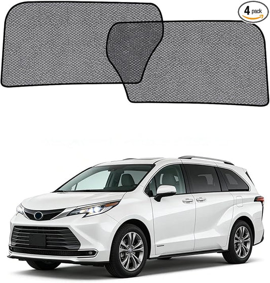Car Window Shade for Toyota Sienna 2020-2024,2 Pack UV & Glare Protection, Breathable Privacy Screen, Insect & Bug Blocker Magnetic Mesh Side Rear Sun Shades for Baby Camping, Napping & Travel