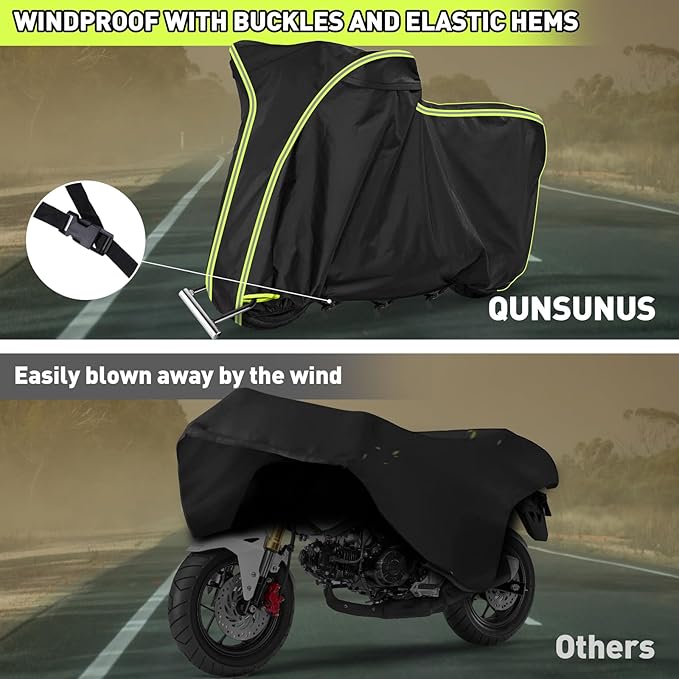 QUNSUNUS Motorcycle Cover for Grom Msx125/Navi/Monkey, All-Weather Motorcycle Cover with Vent Holes and Lock Holes, Waterproof Outdoor Cover with Wind, Sun, UV and Dust Protection