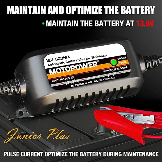 MOTOPOWER MP0515A 12V Car Battery Load Tester with MP00205C 12V 800mA Battery Charger Maintainer