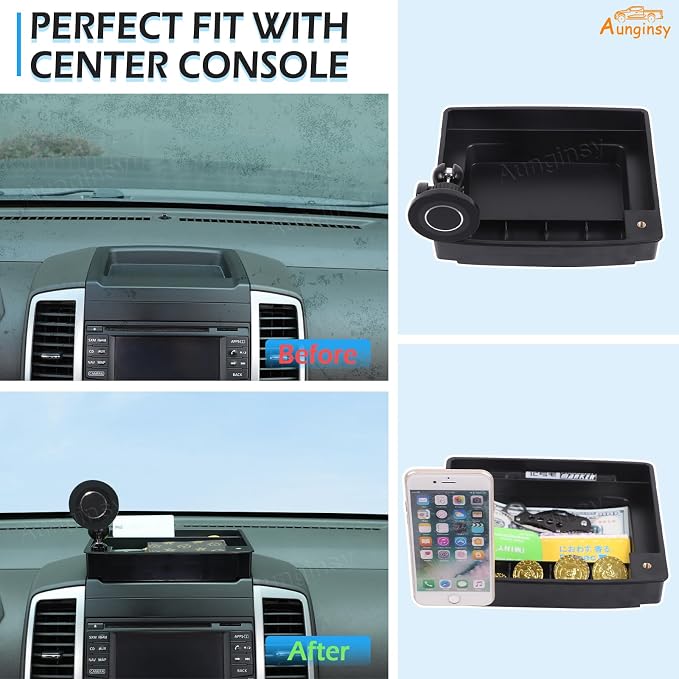 Aunginsy Center Console Dash Storage Tray with Magnetic Phone Holder Compatible with Nissan Frontier 2009-2017, Dashboard Multi-Functional Mobile Phone Mount Storage Box Organizer Tray Accessories