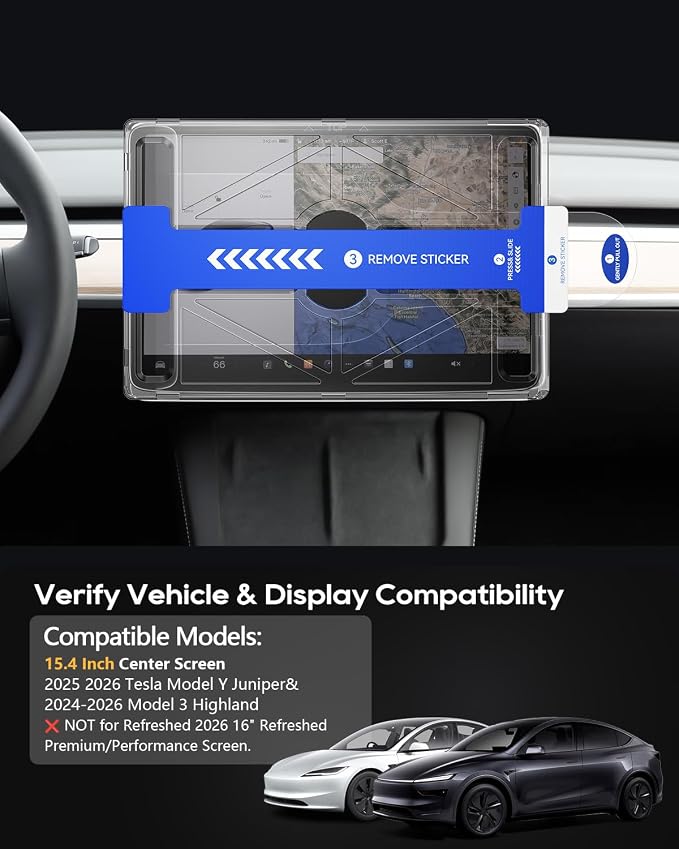 LFOTPP Matte Screen Protector (15.4 Inch) for 2024-2026 Tesla Model 3 Highland & 2025-2026 Model Y Juniper, Anti-Glare Glass, Fit Standard 15.4", Not fit Refreshed 16" Screen