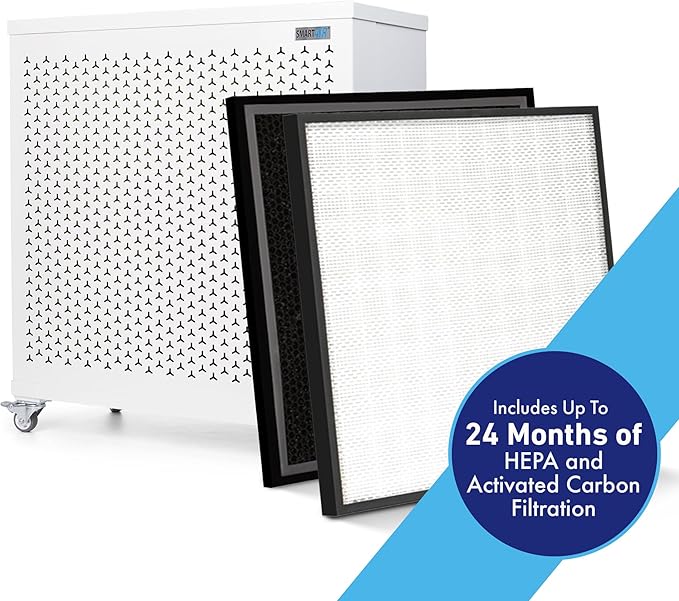 Smart Air (aka Smart Health) Blast Mini Mk II Air Purifier for Large Rooms up to 3075 sq ft, 36-49 dBA, CARB Certified, True H13 HEPA & Activated Carbon Filters for Dust, Allergens, Pet Hair & Smoke