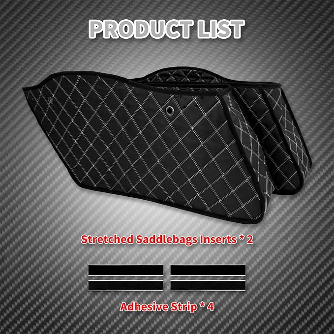 Motorcycle Drop-in Saddlebag Carpet Liners Fits for Harley Touring Models Road King Road Glide Road King Electra Street Ultra Glide Classic 1993-2013 (White Thread)