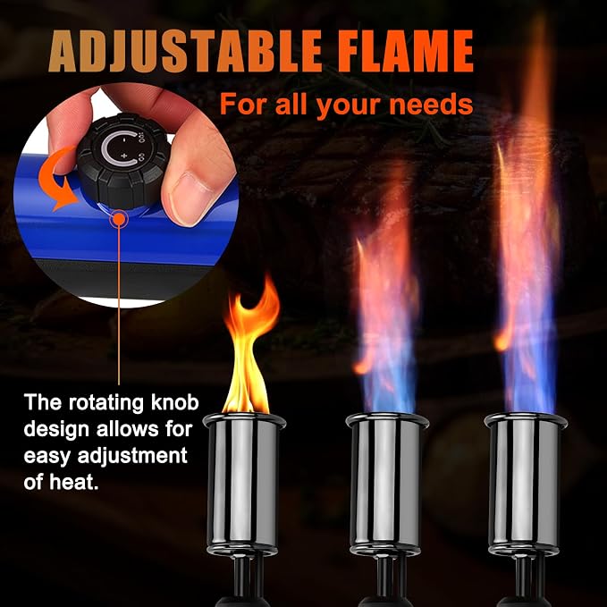 Torch Gun with One-Touch Max Fire, Flame Thrower with Safety Lock, Blow Torch Gun for BBQ, Grill, Charcoal Lighter, Cooking Flamethrower for Camping, Outdoors (Tank Not Included)