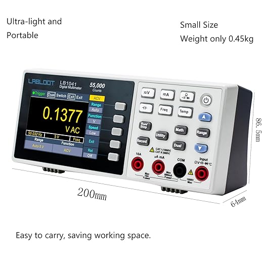 LB1041 Bench Digital Multimeter 55000 Counts DC/AC Voltmeter Ammeter HZ Temp Diode Continuity Tester Desktop Multimeters